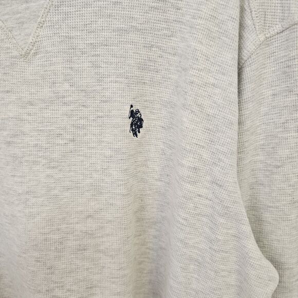 US Polo Assn Mens Cream Waffle Knit Sweatshirt Sz XL Crew Neck Preppy V0452 - Picture 2 of 9